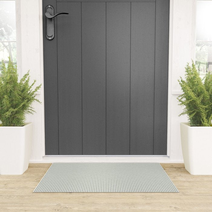 linen textured stripes - sage Welcome Mat Gallery Image 3
