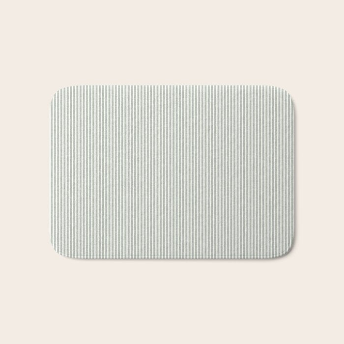 linen textured stripes - sage Bath Mat Gallery Image 1