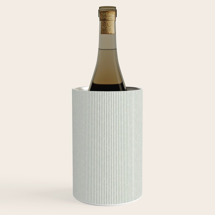 linen textured stripes - sage Wine Chiller Gallery Image 3