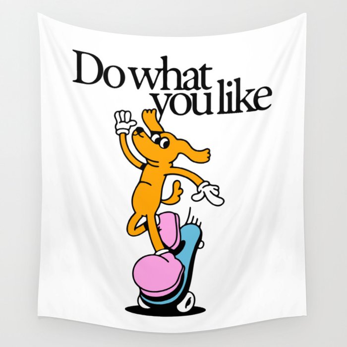 Funny retro skater dog cartoon mascot character  Wall Tapestry Gallery Image 1