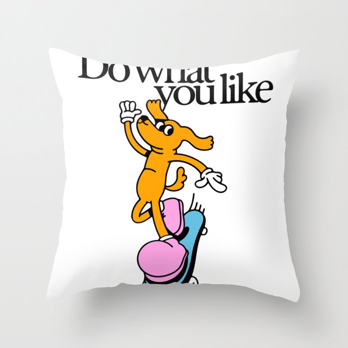 Funny retro skater dog cartoon mascot character  Throw Pillow Gallery Image 6