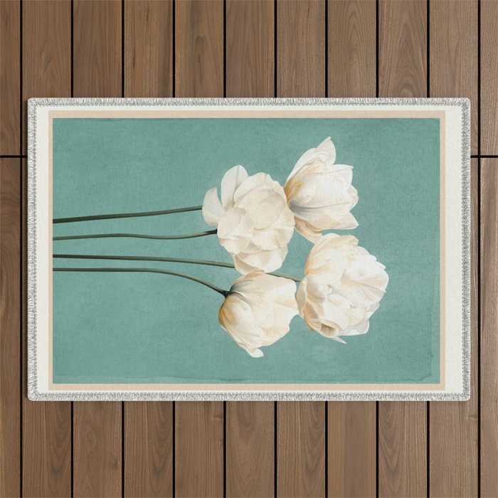 White Flowers 3 Outdoor Rug Gallery Image 1
