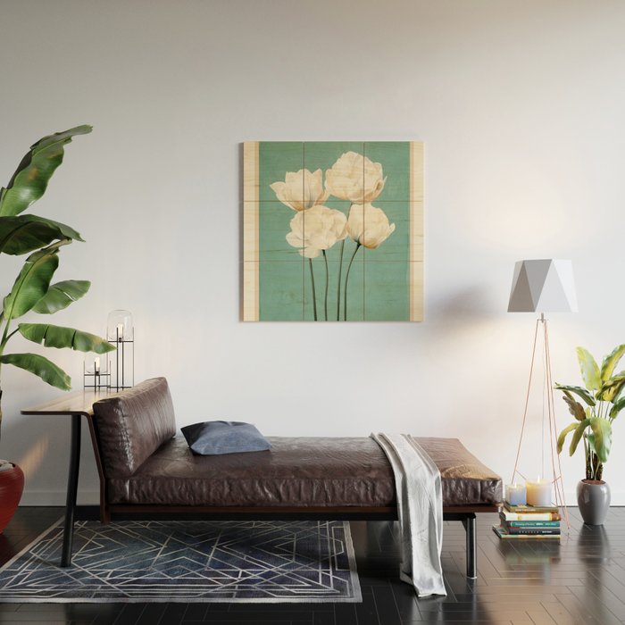 White Flowers 3 Wood Wall Art Gallery Image 2