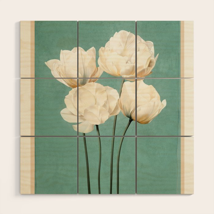 White Flowers 3 Wood Wall Art Gallery Image 1