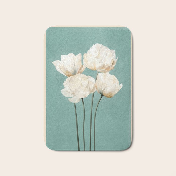 White Flowers 3 Bath Mat Gallery Image 1