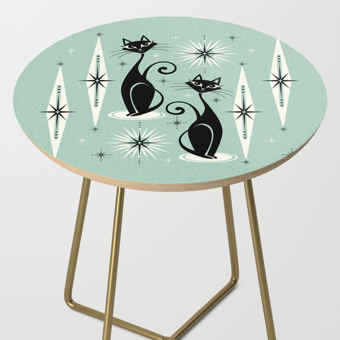 Mid Century Meow Retro Atomic Cats Mint Side Table Gallery Image 2