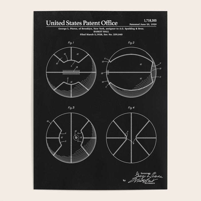 Basketball Patent - Black Poster Gallery Image 1