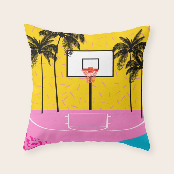 Dope - memphis retro vibes basketball sports athlete 80s throwback vintage style 1980's Throw Pillow Gallery Image 6
