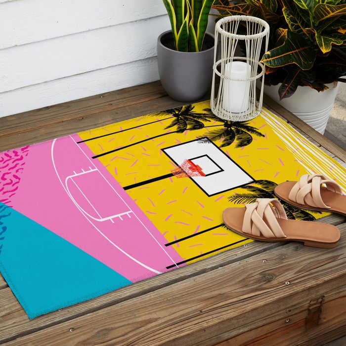 Dope - memphis retro vibes basketball sports athlete 80s throwback vintage style 1980's Outdoor Rug Gallery Image 2