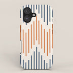 Geometric Arrow Lines 2 in Navy Blue Orange iPhone Case Gallery Image 1