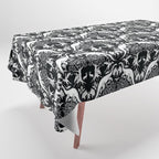 Black & White Cryptid Damask Tablecloth Gallery Image 1