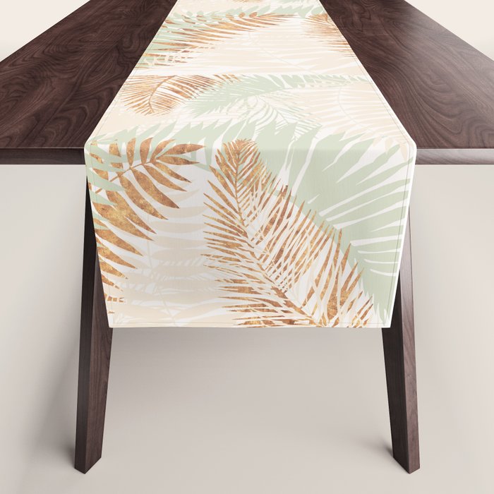 My blush and copper abstract Aloha Tropical Jungle Palm Garden Table Runner Gallery Image 1