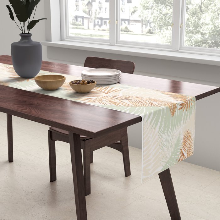 My blush and copper abstract Aloha Tropical Jungle Palm Garden Table Runner Gallery Image 2