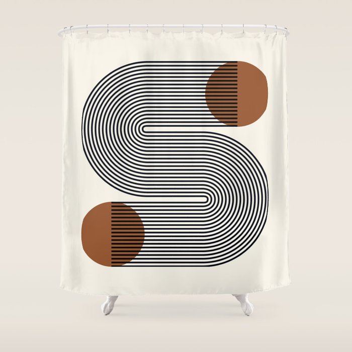 Abstraction_SUN_LINE_POP_ART_Minimalism_S001S Shower Curtain Gallery Image 1