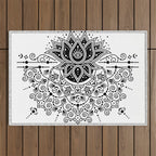 Lotus Blossom Mandala - Black Palette Outdoor Rug Gallery Image 1