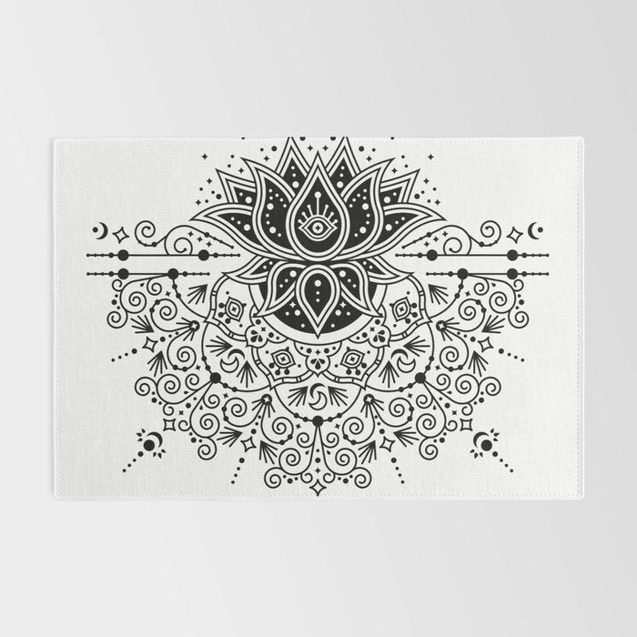 Lotus Blossom Mandala - Black Palette Rug Gallery Image 2
