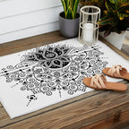 Lotus Blossom Mandala - Black Palette Outdoor Rug Gallery Image 2