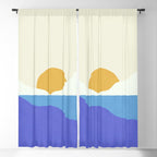 Sunny Island - Gold Blue Window Curtain Gallery Image 5