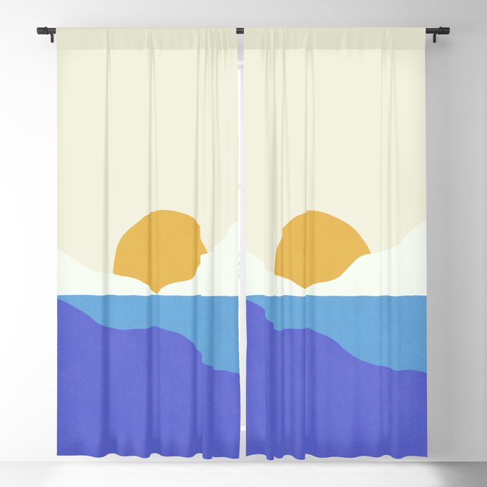 Sunny Island - Gold Blue Window Curtain Gallery Image 5