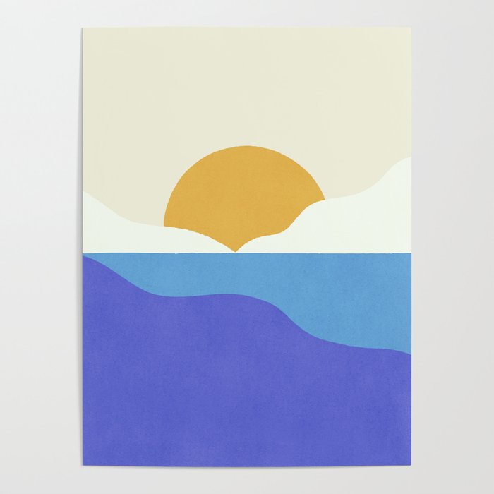 Sunny Island - Gold Blue Poster Gallery Image 1