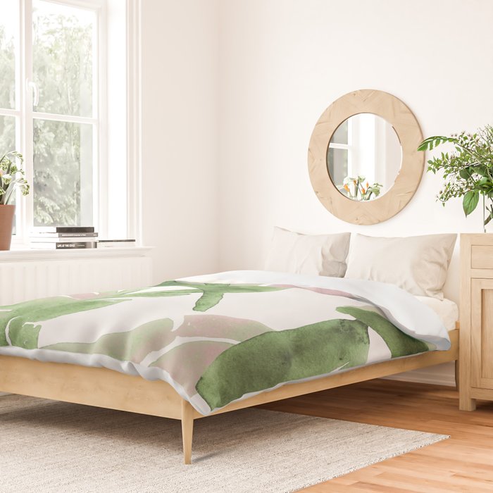 Tropical Leaves Green And Pink Duvet Cover Gallery Image 2