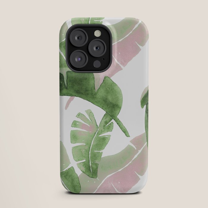 Tropical Leaves Green And Pink iPhone Case Gallery Image 19
