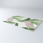 Tropical Leaves Green And Pink Rug Gallery Image 3