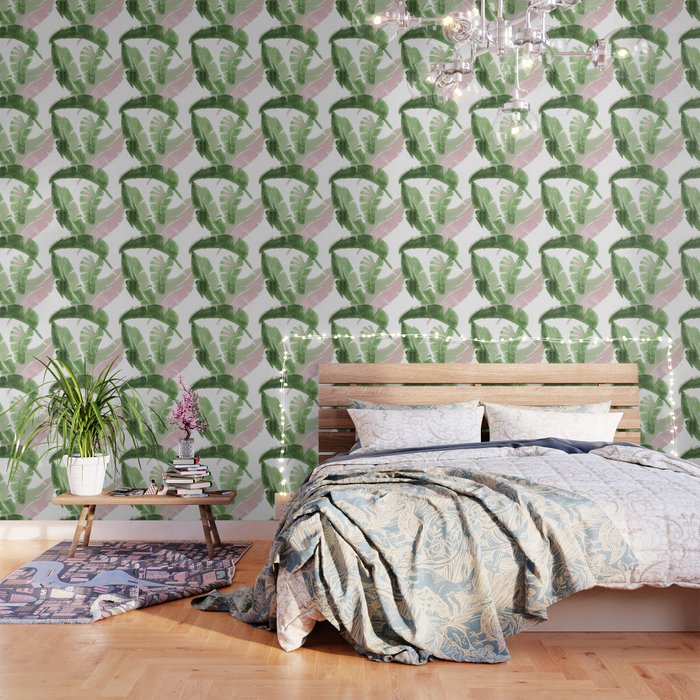 Tropical Leaves Green And Pink Wallpaper Gallery Image 3