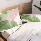 Tropical Leaves Green And Pink Pillow Sham Gallery Image 2