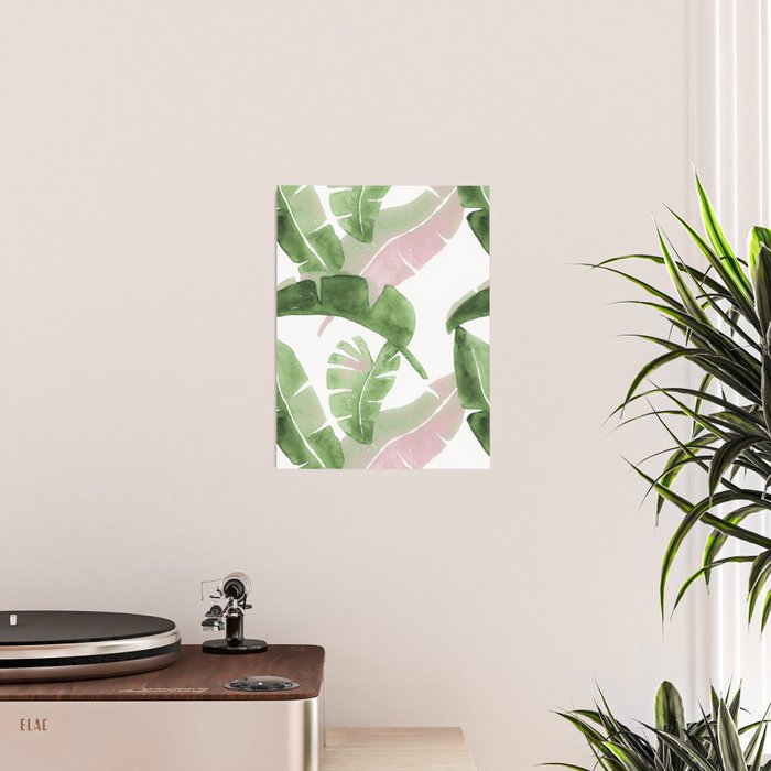 Tropical Leaves Green And Pink Poster Gallery Image 2