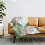 Tropical Leaves Green And Pink Throw Blanket Gallery Image 1
