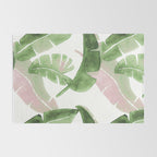 Tropical Leaves Green And Pink Rug Gallery Image 2