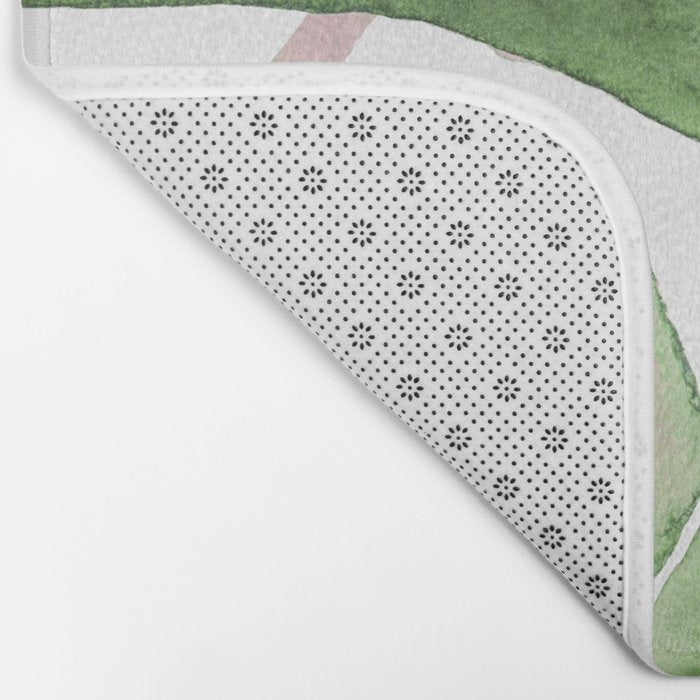 Tropical Leaves Green And Pink Bath Mat Gallery Image 2
