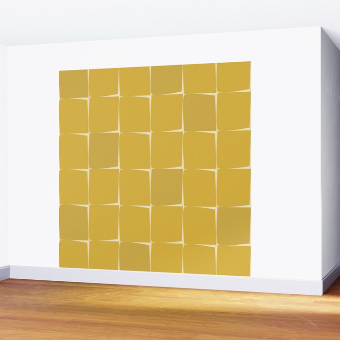 Midcentury Modern Flux Check Grid Pattern in Mustard Wall Mural Gallery Image 2