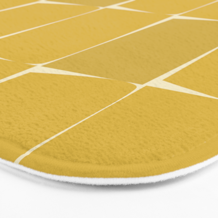 Midcentury Modern Flux Check Grid Pattern in Mustard Bath Mat Gallery Image 3