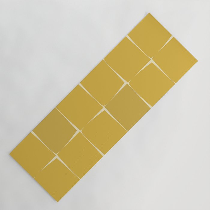 Midcentury Modern Flux Check Grid Pattern in Mustard Yoga Mat Gallery Image 1