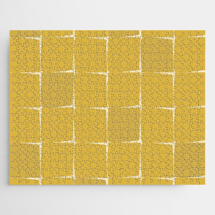 Midcentury Modern Flux Check Grid Pattern in Mustard Jigsaw Puzzle Gallery Image 1