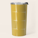 Midcentury Modern Flux Check Grid Pattern in Mustard Travel Mug Gallery Image 2