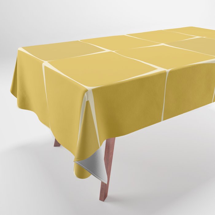 Midcentury Modern Flux Check Grid Pattern in Mustard Tablecloth Gallery Image 1