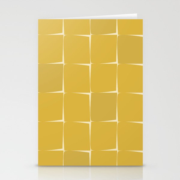 Midcentury Modern Flux Check Grid Pattern in Mustard Stationery Card Gallery Image 2
