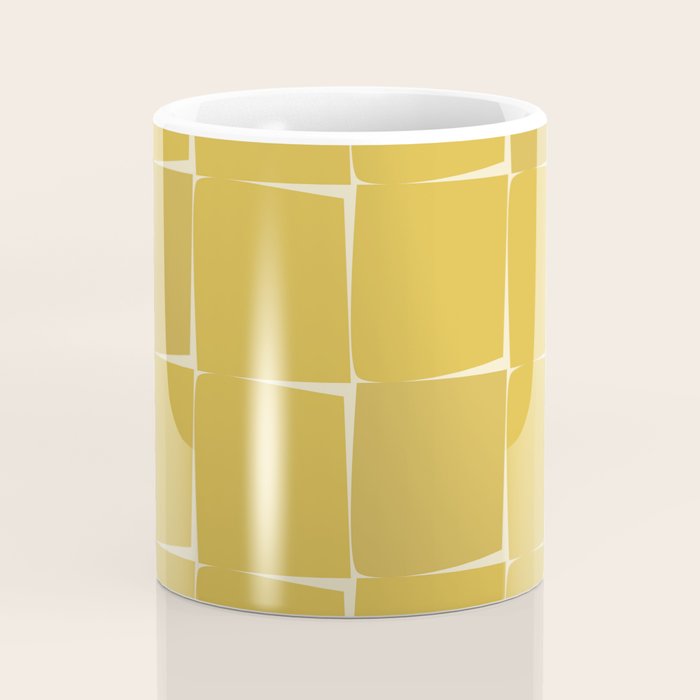 Midcentury Modern Flux Check Grid Pattern in Mustard Coffee Mug Gallery Image 4