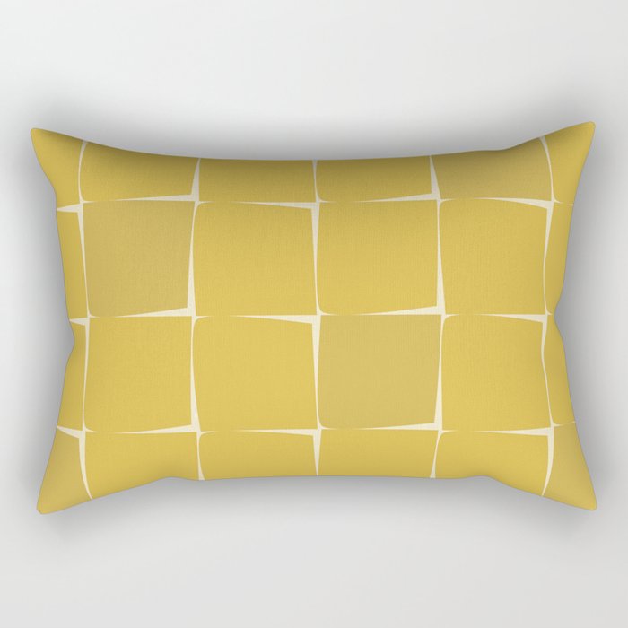 Midcentury Modern Flux Check Grid Pattern in Mustard Rectangular Pillow Gallery Image 2