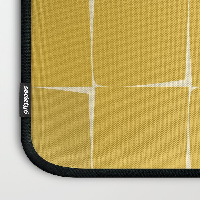 Midcentury Modern Flux Check Grid Pattern in Mustard Laptop Sleeve Gallery Image 3