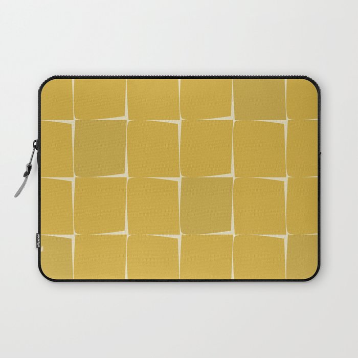 Midcentury Modern Flux Check Grid Pattern in Mustard Laptop Sleeve Gallery Image 1