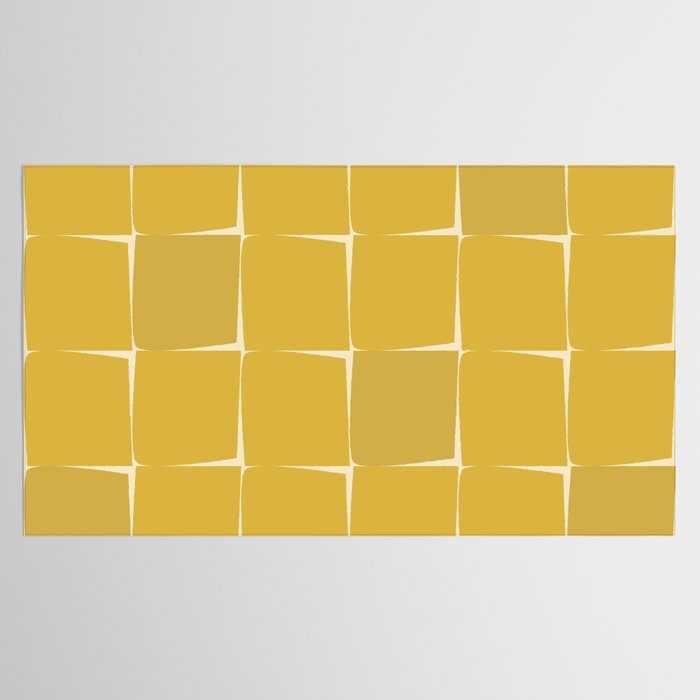Midcentury Modern Flux Check Grid Pattern in Mustard Tablecloth Gallery Image 2