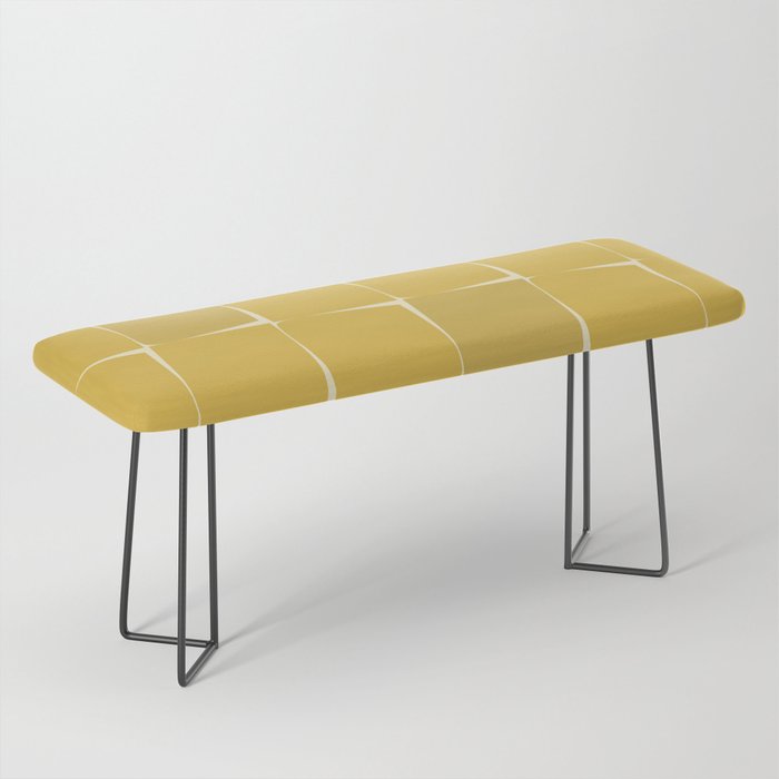 Midcentury Modern Flux Check Grid Pattern in Mustard Bench Gallery Image 1