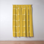 Midcentury Modern Flux Check Grid Pattern in Mustard Window Curtain Gallery Image 3