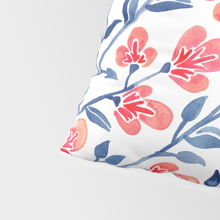 Cherry Blossoms - Melon & Navy Palette Pillow Sham Gallery Image 4