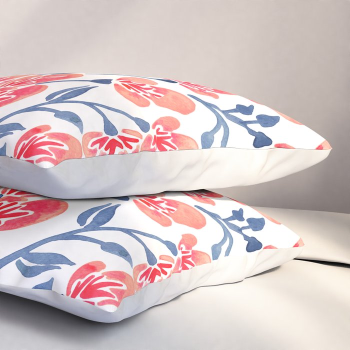 Cherry Blossoms - Melon & Navy Palette Pillow Sham Gallery Image 3
