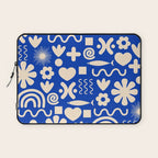 Natural Miscellany Pattern in Bright Blue and Cream Laptop Sleeve Gallery Image 1